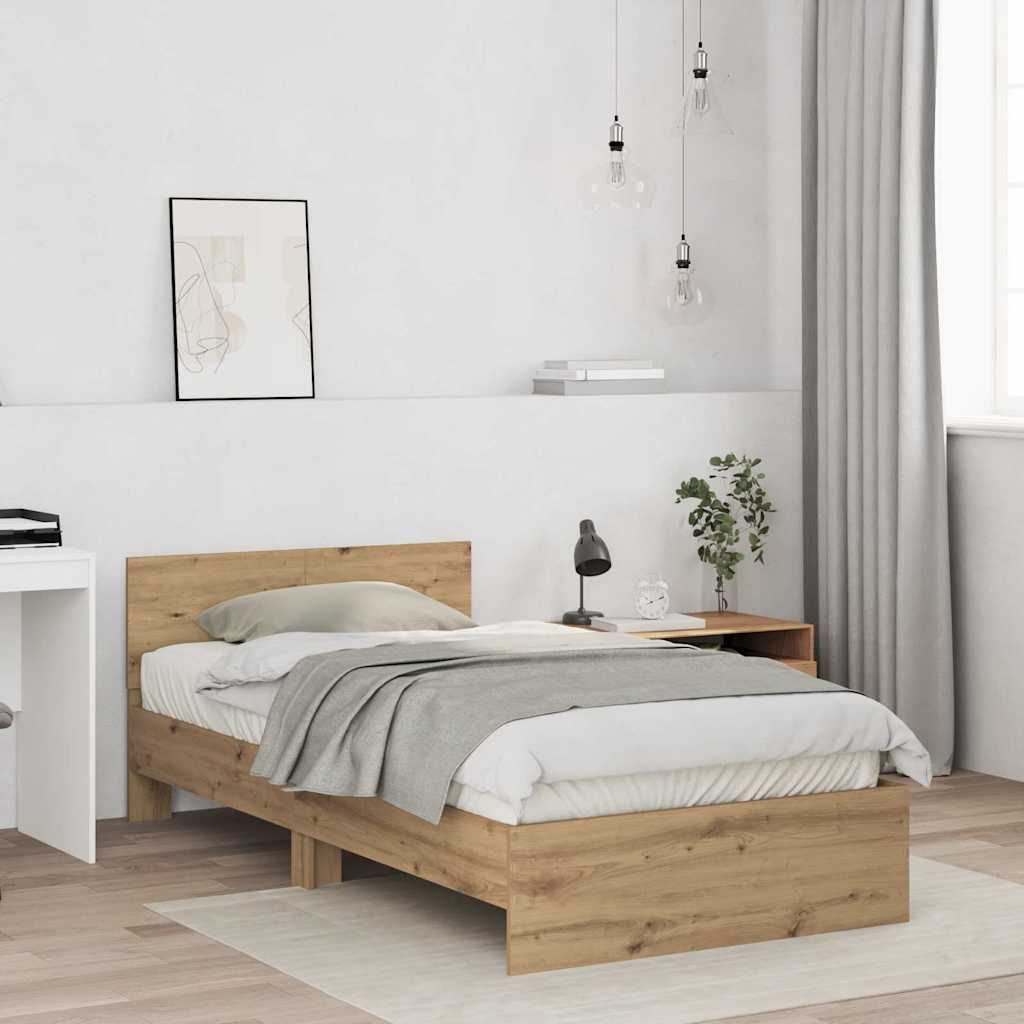 vidaXL Bed Frame with Headboard Artisan Oak 100 x 200 cm