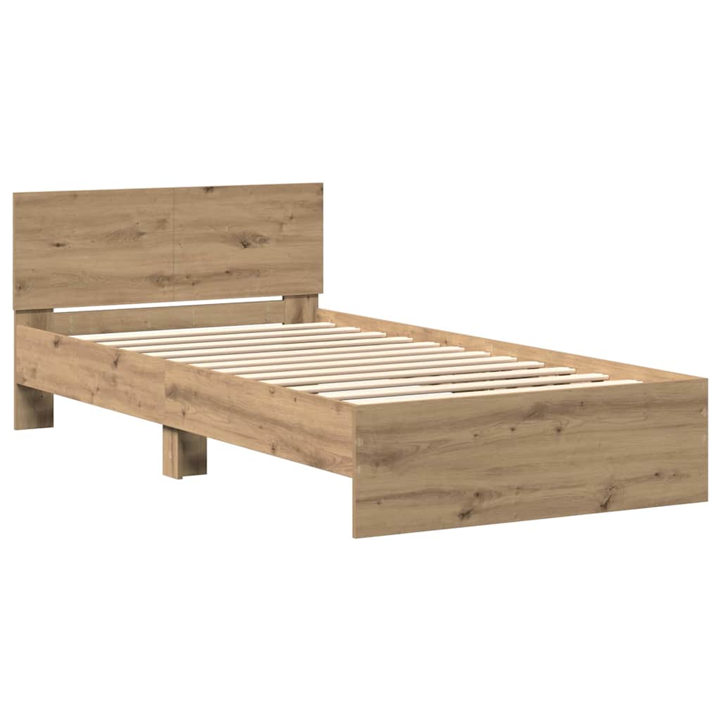 vidaXL Bed Frame with Headboard Artisan Oak 100 x 200 cm