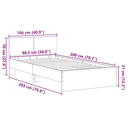 vidaXL Bed Frame Artisan Oak 203 x 104 x 70 cm Engineered Wood