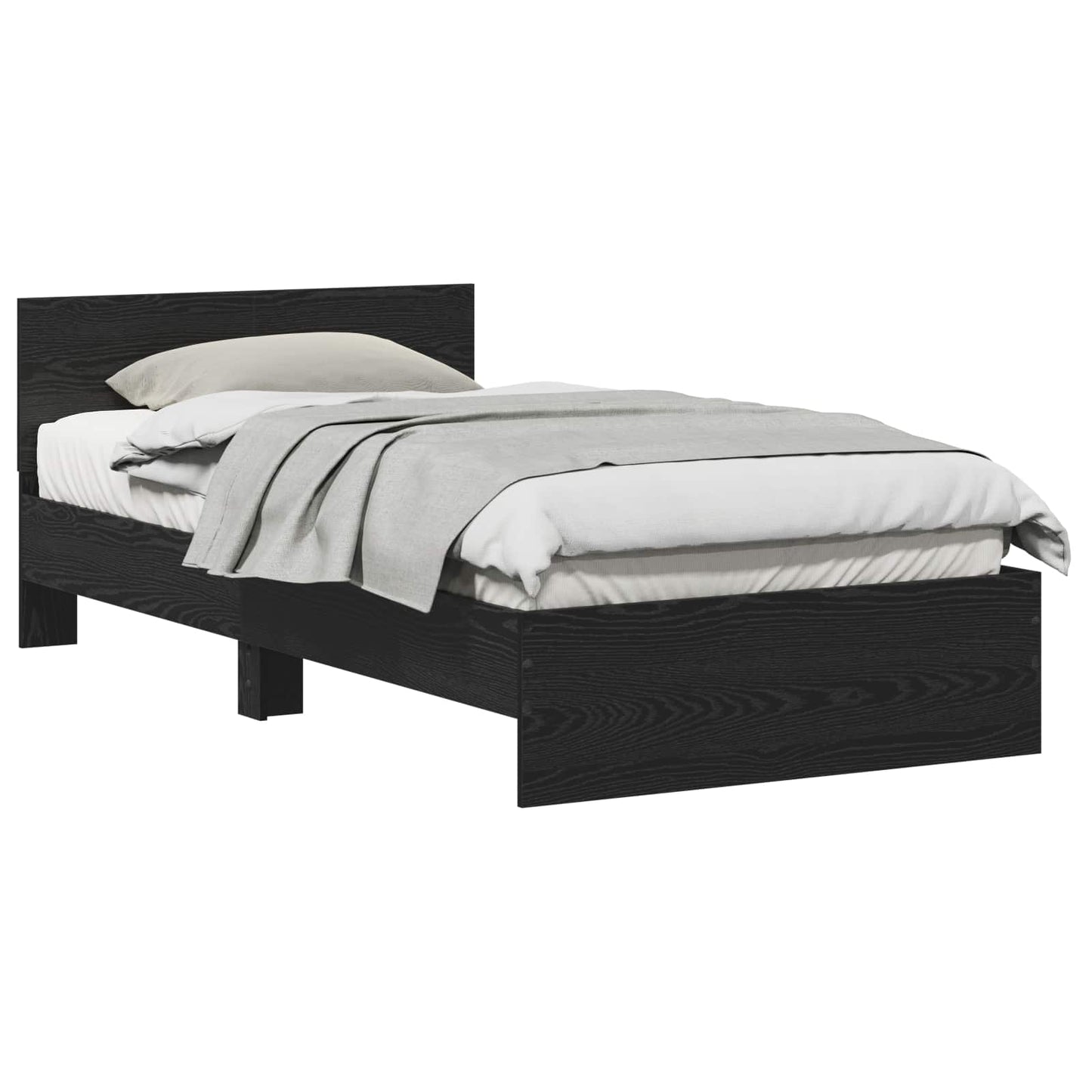 vidaXL Bed Frame Black Oak 203 x 104 x 70 cm Engineered Wood