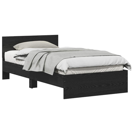 vidaXL Bed Frame Black Oak 203 x 104 x 70 cm Engineered Wood