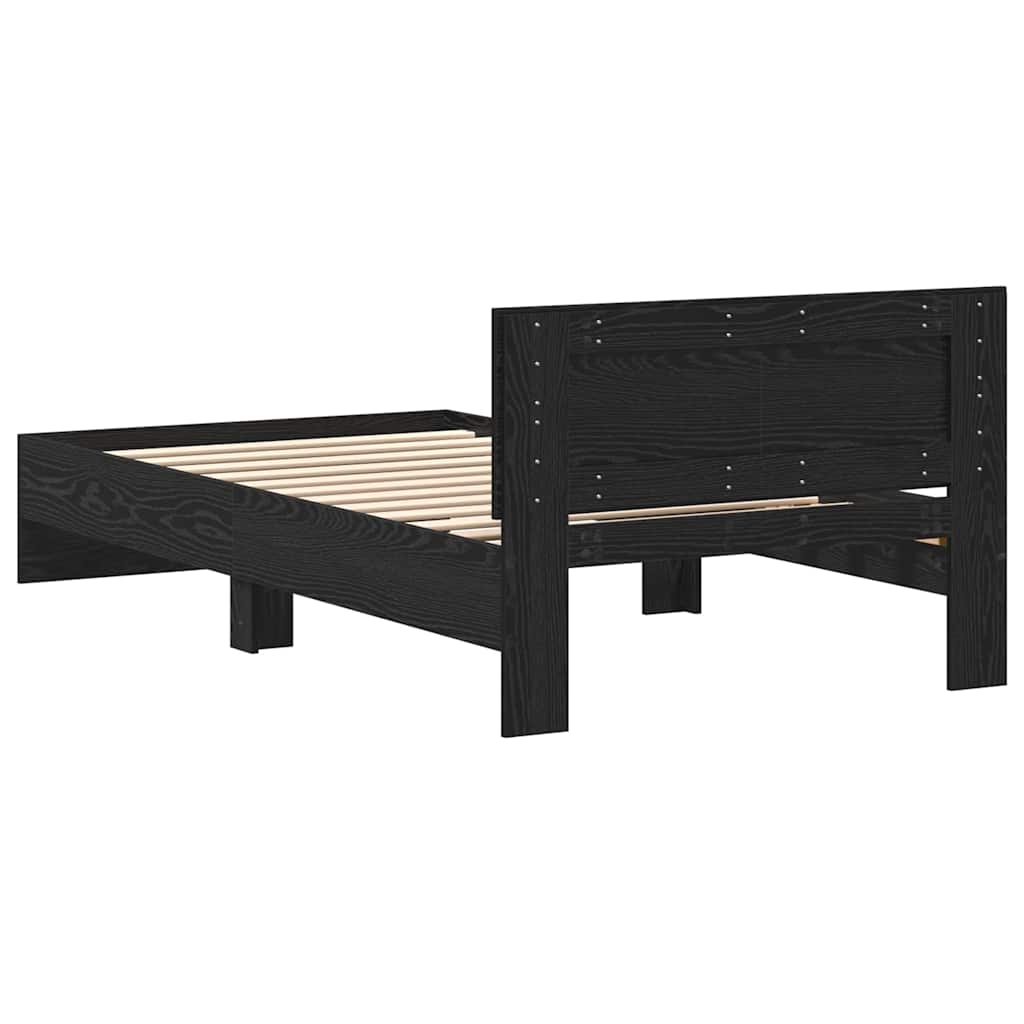 vidaXL Bed Frame Black Oak 203 x 104 x 70 cm Engineered Wood