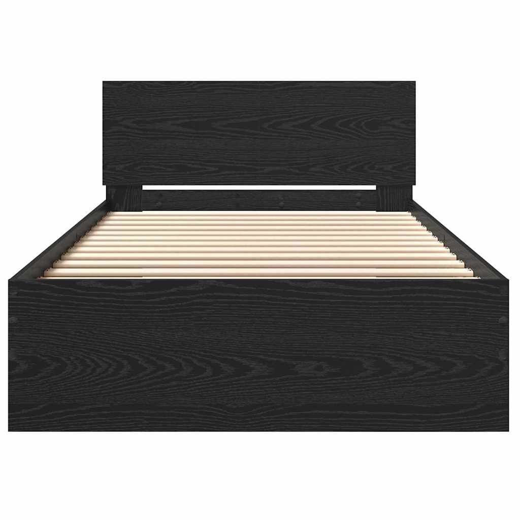 vidaXL Bed Frame with Headboard Black Oak 100 x 200 cm Engineered wood
