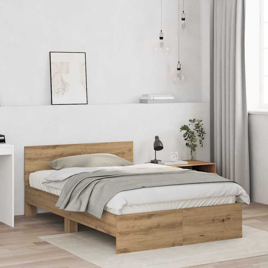 vidaXL Bed Frame with Headboard Artisan Oak 120 x 190 cm