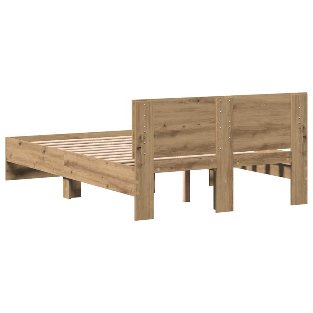 vidaXL Bed Frame with Headboard Artisan Oak 120 x 190 cm