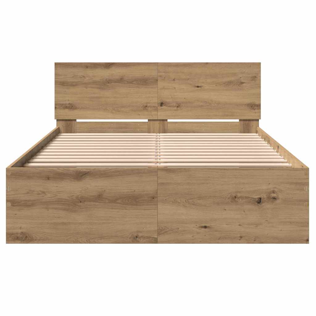 vidaXL Bed Frame with Headboard Artisan Oak 120 x 190 cm