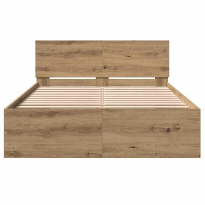 vidaXL Bed Frame with Headboard Artisan Oak 120 x 190 cm