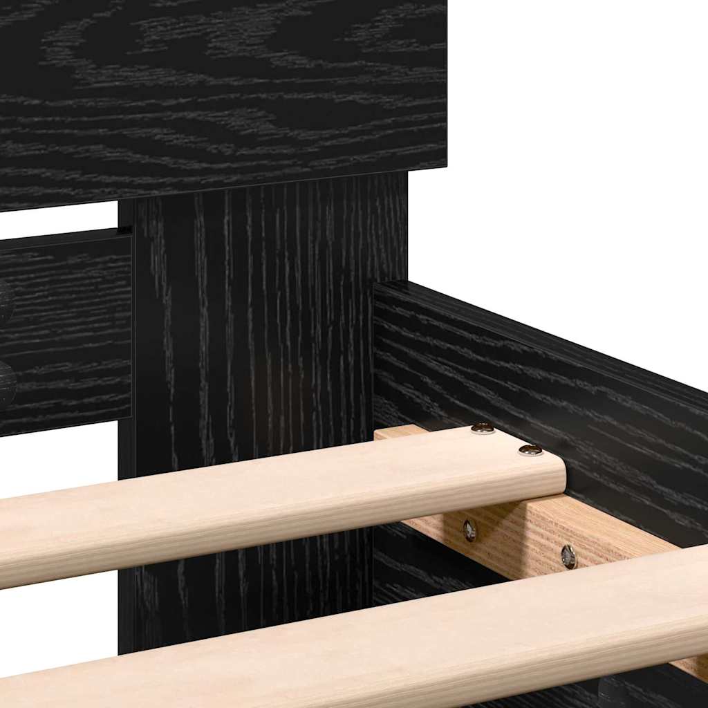vidaXL Bed Frame Black Oak 193 x 125 x 70 cm Engineered Wood