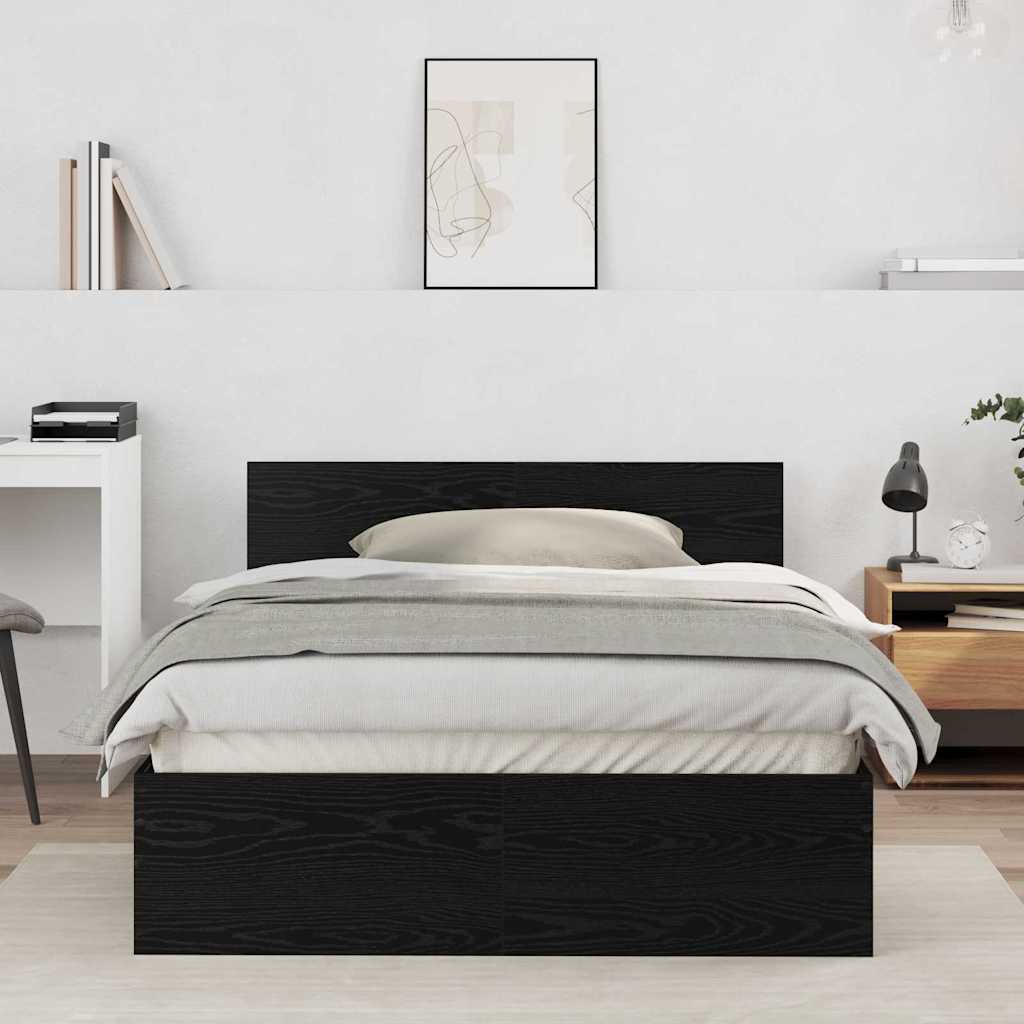vidaXL Bed Frame Black Oak 193 x 125 x 70 cm Engineered Wood