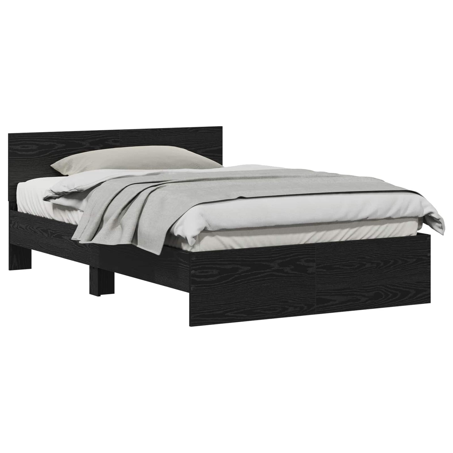 vidaXL Bed Frame Black Oak 193 x 125 x 70 cm Engineered Wood