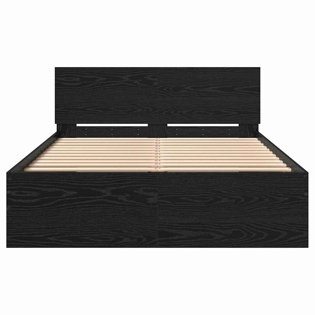 vidaXL Bed Frame Black Oak 193 x 125 x 70 cm Engineered Wood