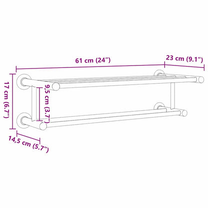 vidaXL Towel Rack Black 61 x 23 x 17 cm Stainless steel