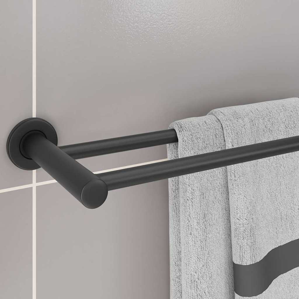 vidaXL Towel Rack Black 61 x 14.5 x 5 cm Stainless steel