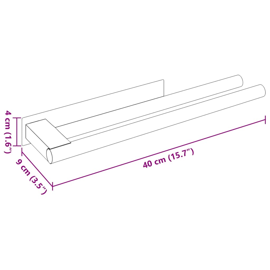 vidaXL Towel Rack Silver 40 x 9 x 4 cm Stainless steel