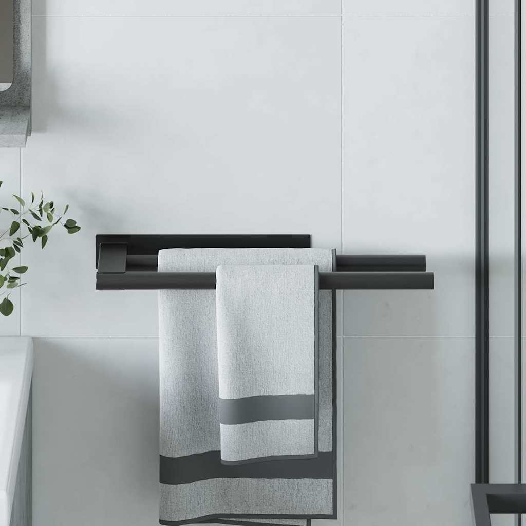 vidaXL Towel Rack Black 40 x 9 x 4 cm Stainless steel