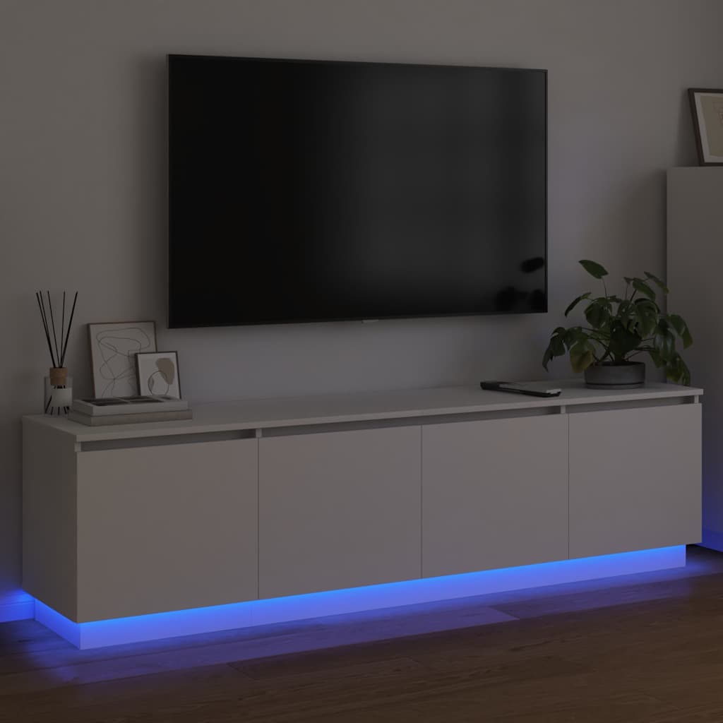vidaXL TV Cabinet with LED White 180 x 38 x 49 cm Engineered Wood