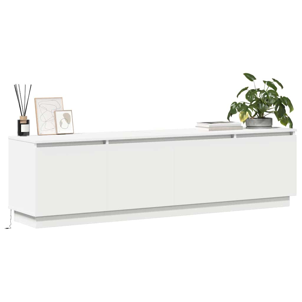 vidaXL TV Cabinet with LED White 180 x 38 x 49 cm Engineered Wood