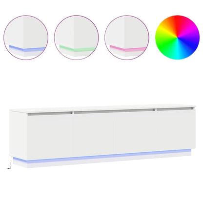 vidaXL TV Cabinet with LED White 180 x 38 x 49 cm Engineered Wood