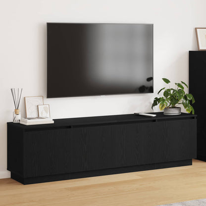 vidaXL TV Cabinet with LED Black Oak 180 x 38 x 49 cm Engineered Wood