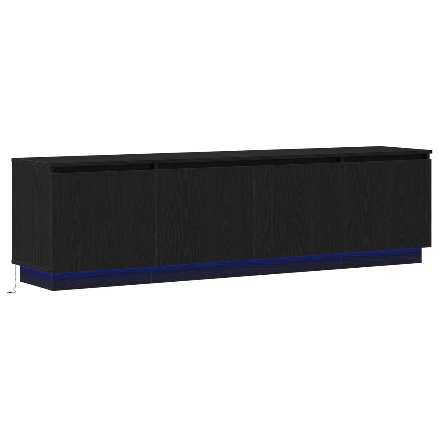 vidaXL TV Cabinet with LED Black Oak 180 x 38 x 49 cm Engineered Wood
