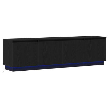 vidaXL TV Cabinet with LED Black Oak 180 x 38 x 49 cm Engineered Wood
