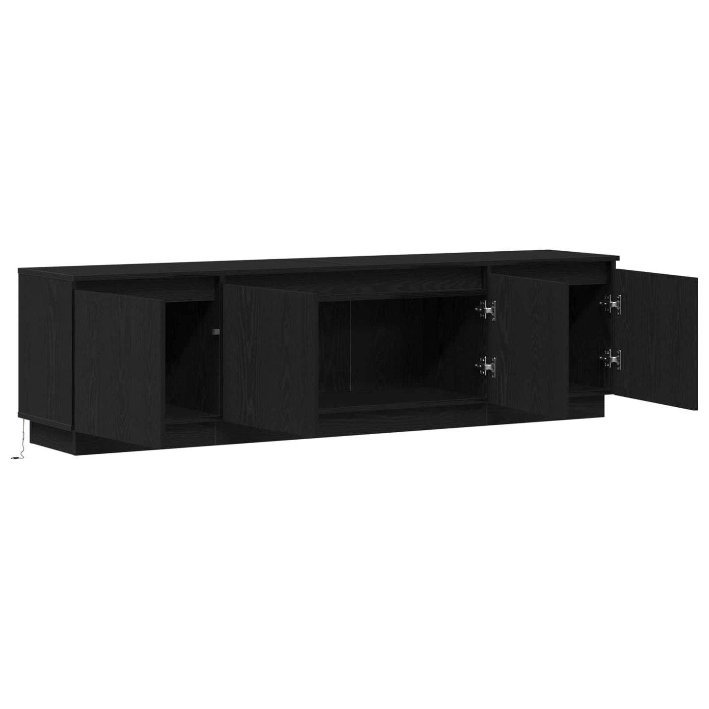 vidaXL TV Cabinet with LED Black Oak 180 x 38 x 49 cm Engineered Wood