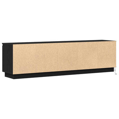 vidaXL TV Cabinet with LED Black Oak 180 x 38 x 49 cm Engineered Wood
