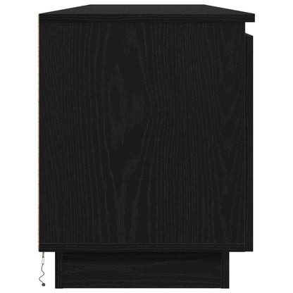 vidaXL TV Cabinet with LED Black Oak 180 x 38 x 49 cm Engineered Wood