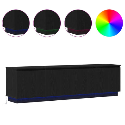 vidaXL TV Cabinet with LED Black Oak 180 x 38 x 49 cm Engineered Wood