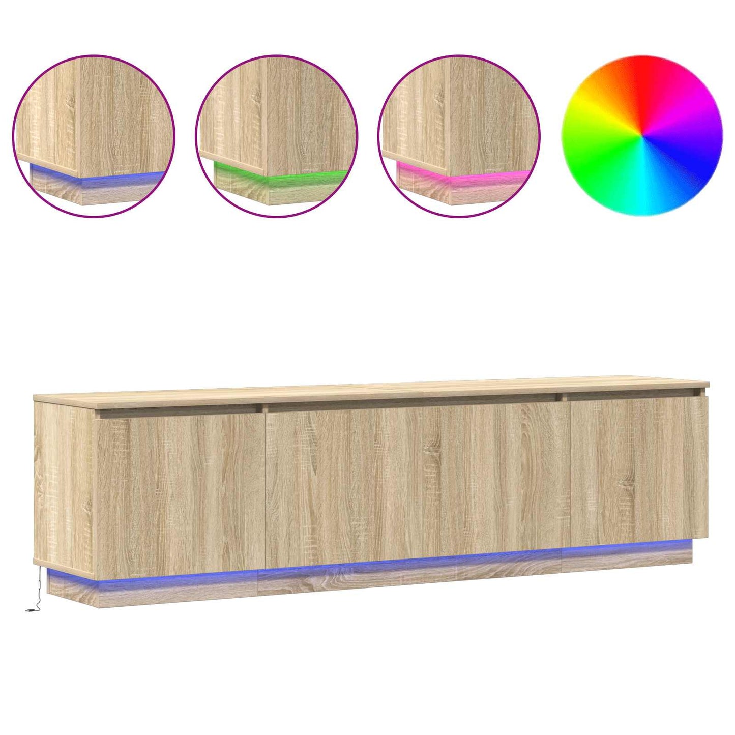 vidaXL TV Cabinet Sonoma Oak 180 x 38 x 49 cm Engineered Wood