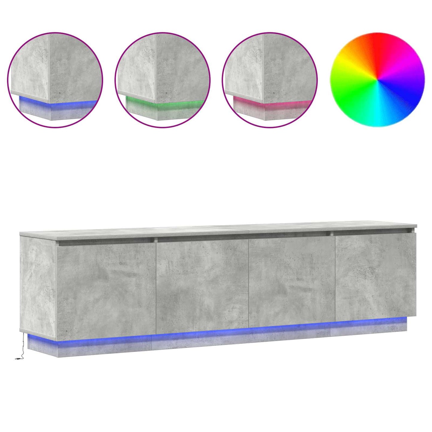 vidaXL TV Cabinet Concrete Grey 180 x 38 x 49 cm Engineered Wood