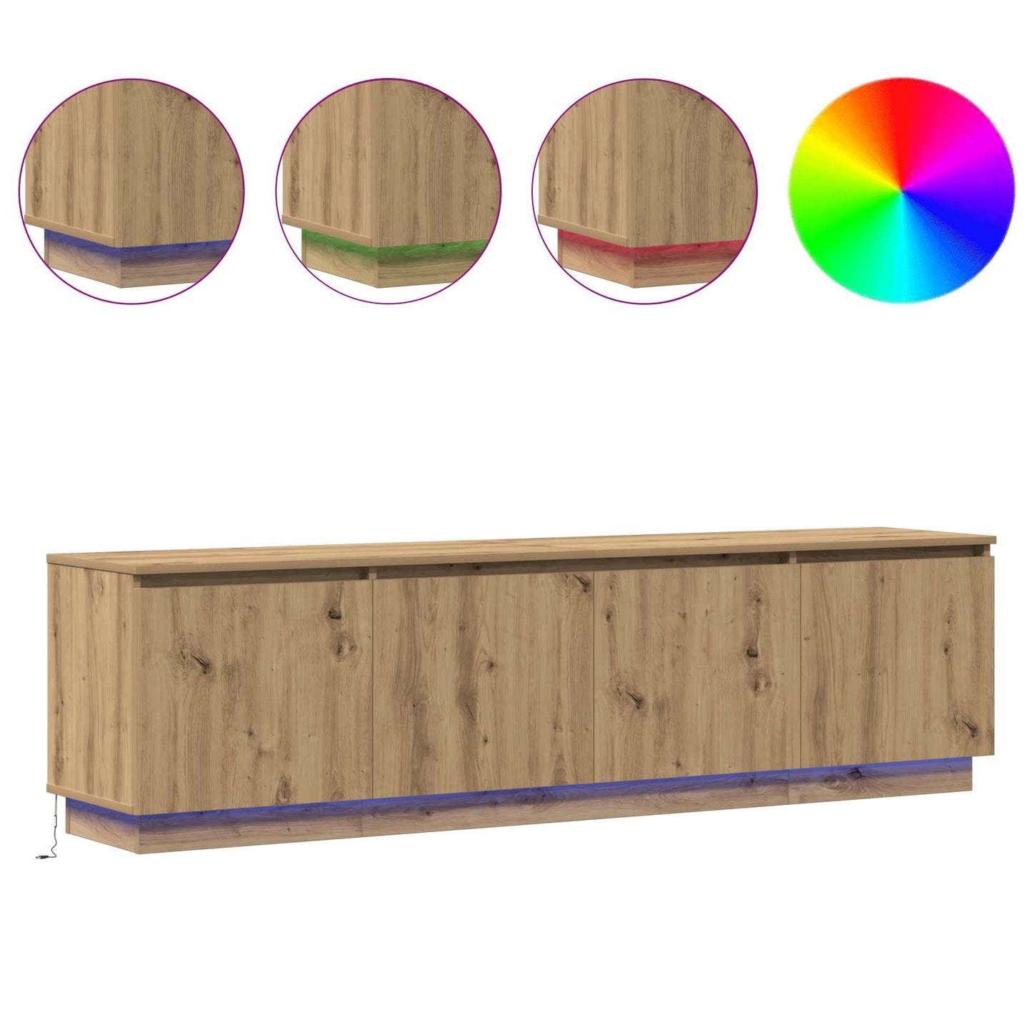 vidaXL TV Cabinet 180 x 38 x 49 cm Artisan Oak Engineered Wood