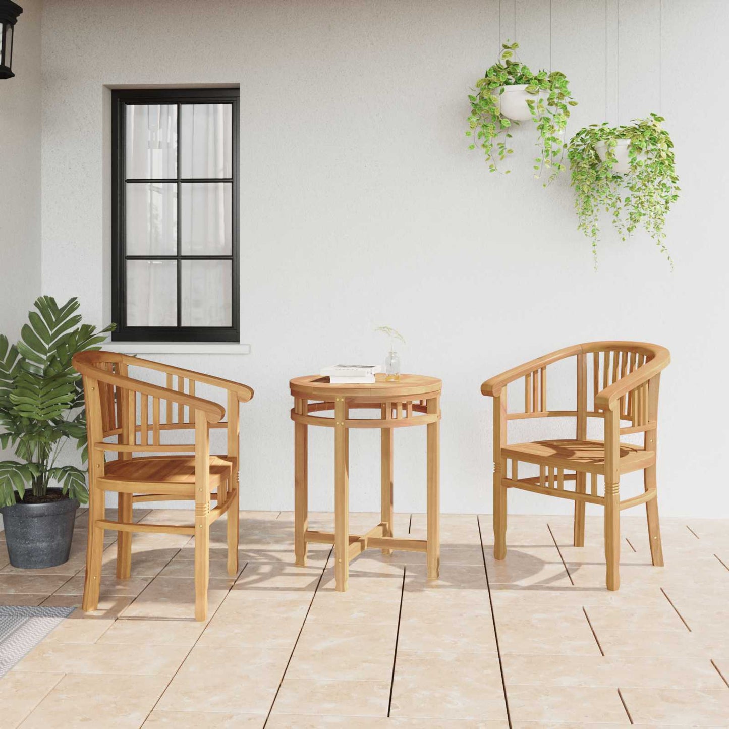 vidaXL Chair 2 pcs Brown 63 x 58 x 89 cm Solid Teak Wood