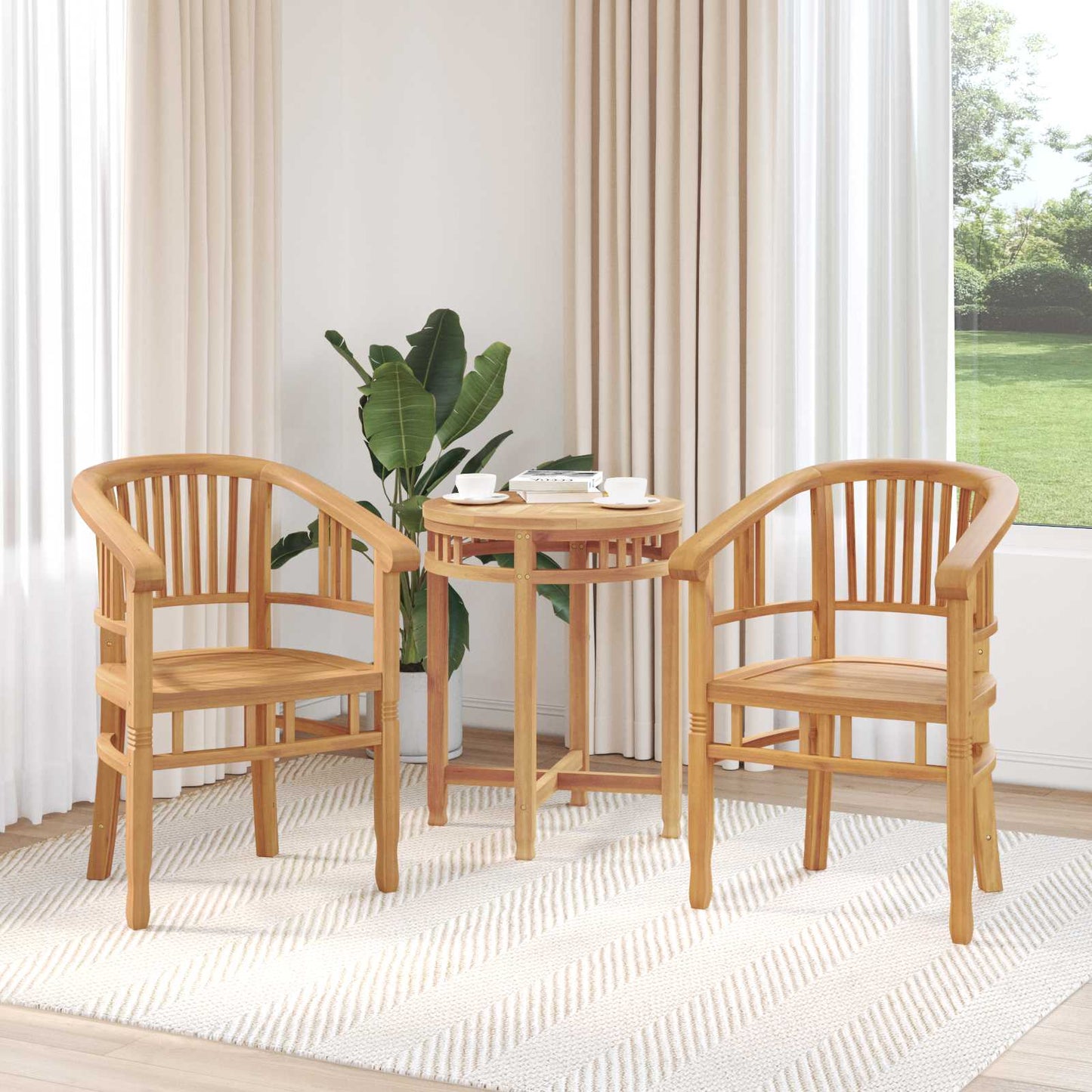vidaXL Chair 2 pcs Brown 63 x 58 x 89 cm Solid Teak Wood
