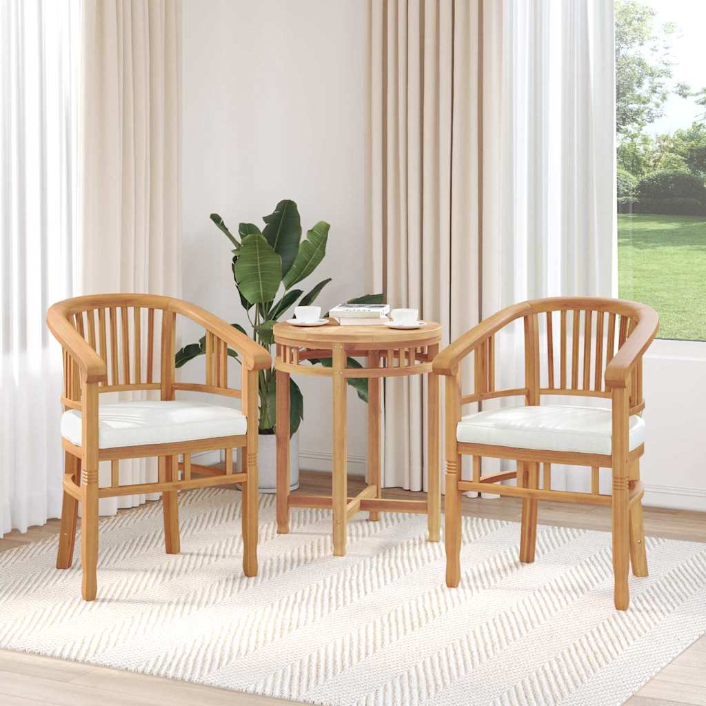 vidaXL Chair with Cushion 2 pcs Brown 63 x 58 x 89 cm Solid Teak Wood
