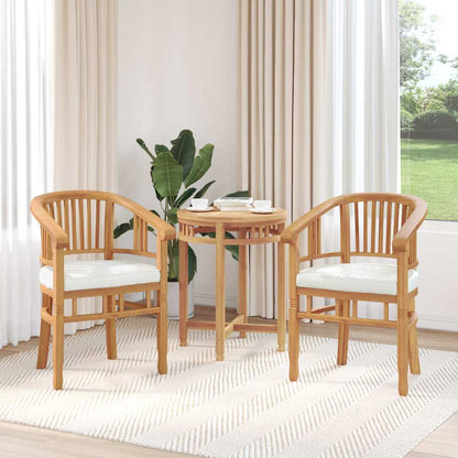 vidaXL Chair with Cushion 2 pcs Brown 63 x 58 x 89 cm Solid Teak Wood