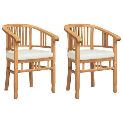 vidaXL Chair with Cushion 2 pcs Brown 63 x 58 x 89 cm Solid Teak Wood