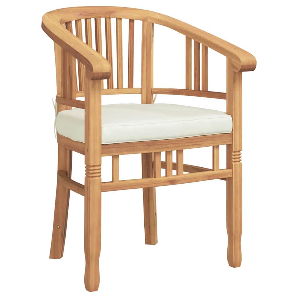 vidaXL Chair with Cushion 2 pcs Brown 63 x 58 x 89 cm Solid Teak Wood