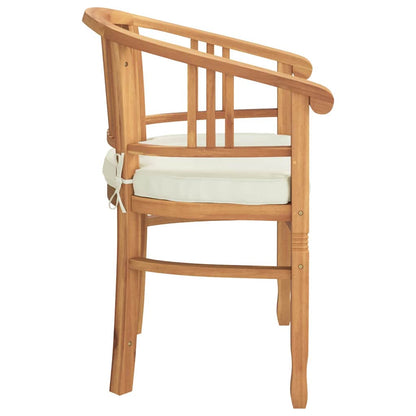 vidaXL Chair with Cushion 2 pcs Brown 63 x 58 x 89 cm Solid Teak Wood