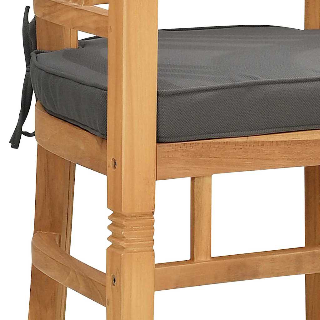 vidaXL Chair with Cushion 2 pcs Brown 63 x 58 x 89 cm Solid Teak Wood