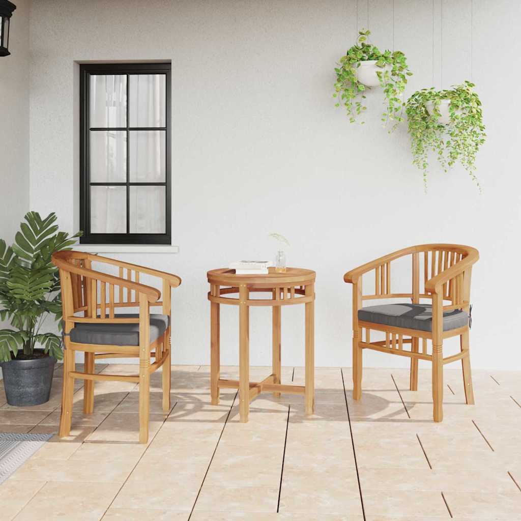 vidaXL Chair with Cushion 2 pcs Brown 63 x 58 x 89 cm Solid Teak Wood