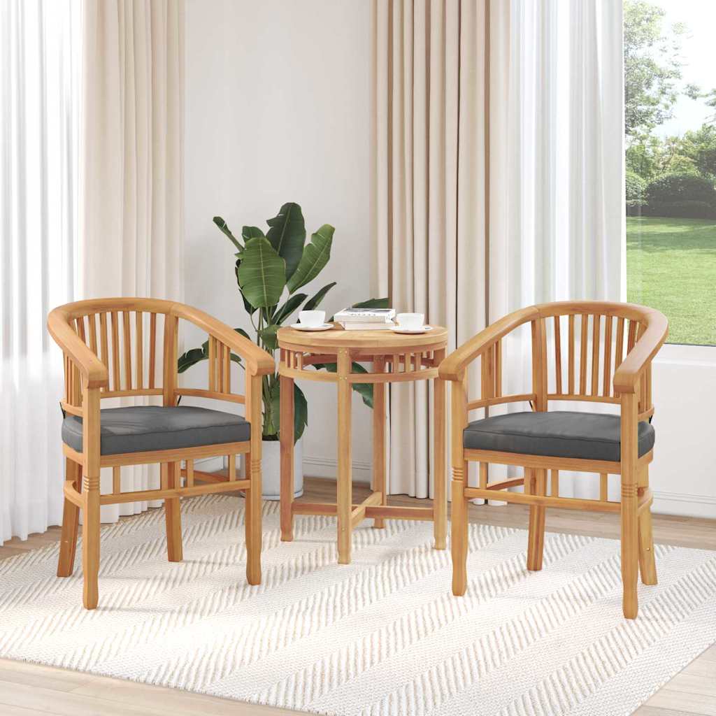vidaXL Chair with Cushion 2 pcs Brown 63 x 58 x 89 cm Solid Teak Wood