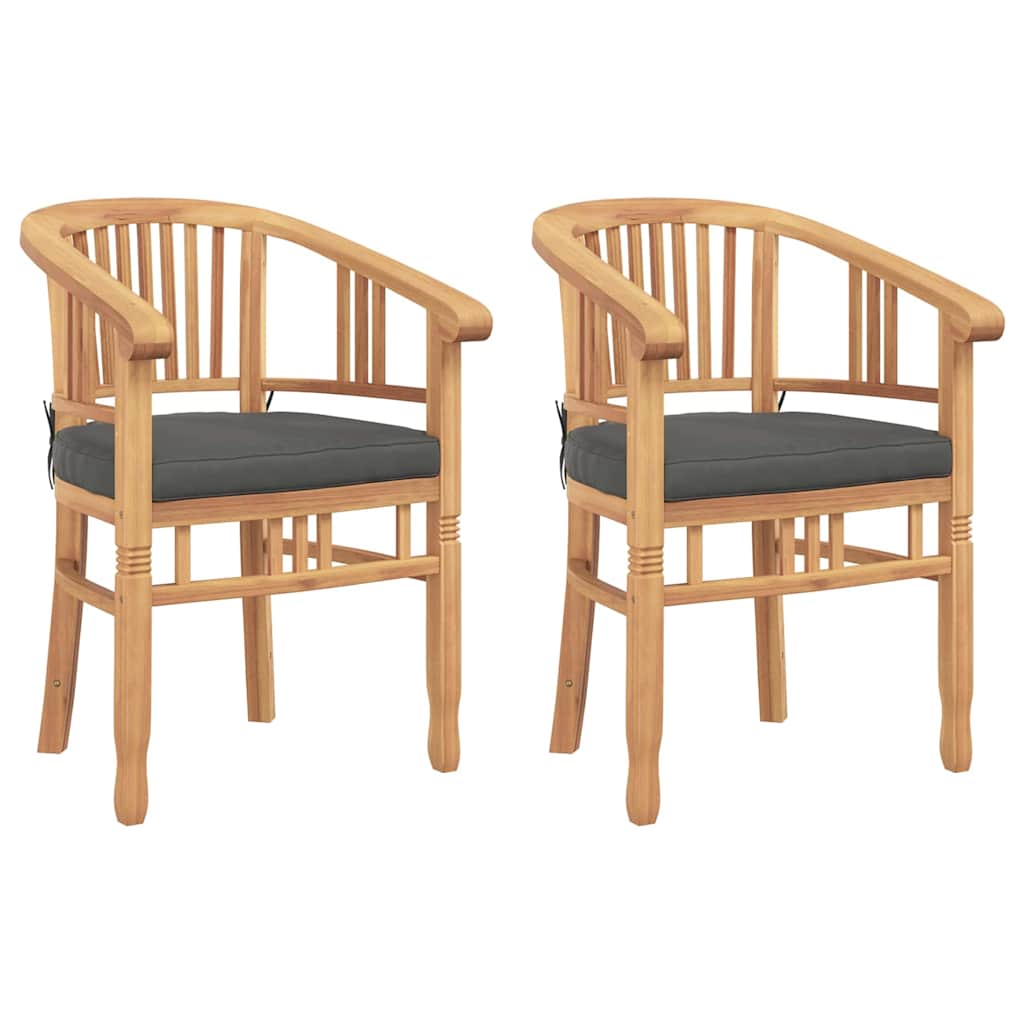 vidaXL Chair with Cushion 2 pcs Brown 63 x 58 x 89 cm Solid Teak Wood