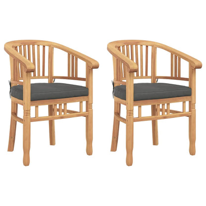vidaXL Chair with Cushion 2 pcs Brown 63 x 58 x 89 cm Solid Teak Wood