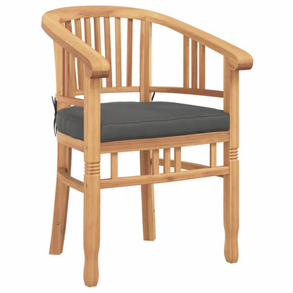 vidaXL Chair with Cushion 2 pcs Brown 63 x 58 x 89 cm Solid Teak Wood