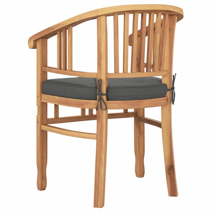 vidaXL Chair with Cushion 2 pcs Brown 63 x 58 x 89 cm Solid Teak Wood