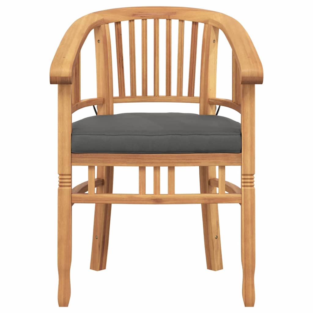 vidaXL Chair with Cushion 2 pcs Brown 63 x 58 x 89 cm Solid Teak Wood