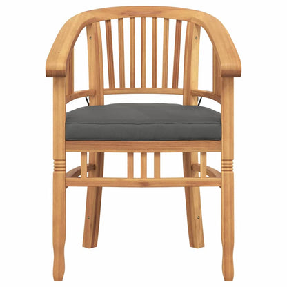 vidaXL Chair with Cushion 2 pcs Brown 63 x 58 x 89 cm Solid Teak Wood
