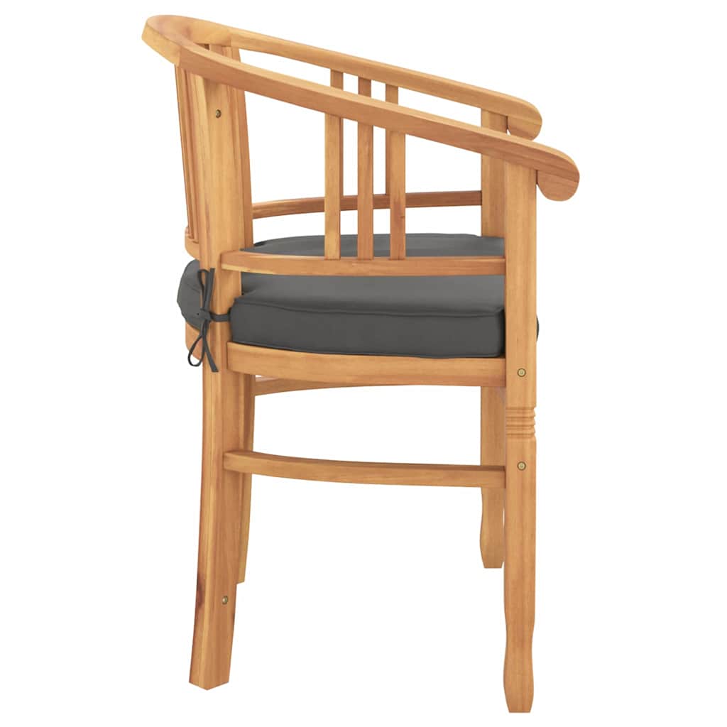 vidaXL Chair with Cushion 2 pcs Brown 63 x 58 x 89 cm Solid Teak Wood