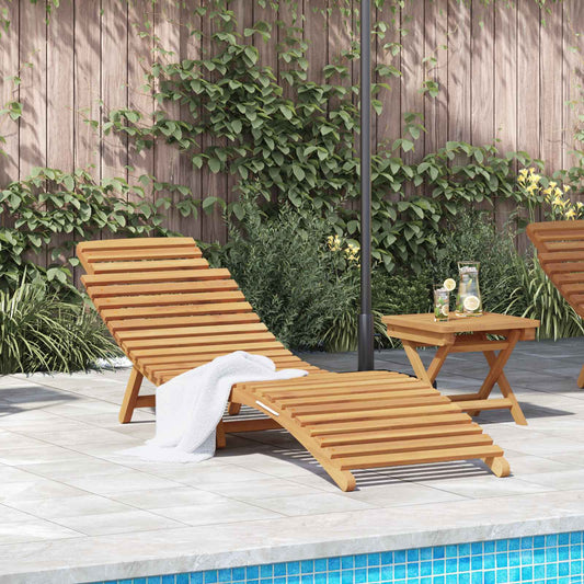 vidaXL Sun Lounger Brown 198 x 55 x 58.5 cm Solid Teak Wood